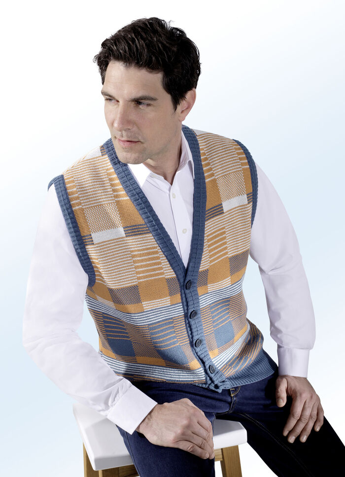 Besonders aufwendig gearbeitetes Gilet mit Jacquard-Dessin 