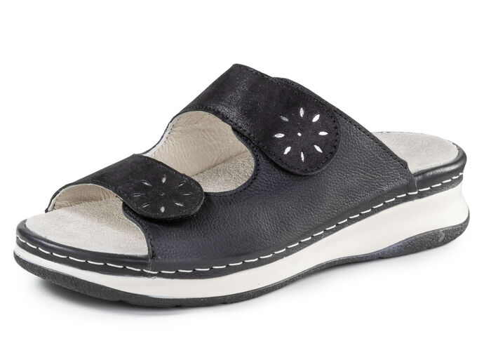 ELENA EDEN, bequeme Damen-Pantoletten, Weite H, mit herausnehmbarem Fußbett SCHWARZ