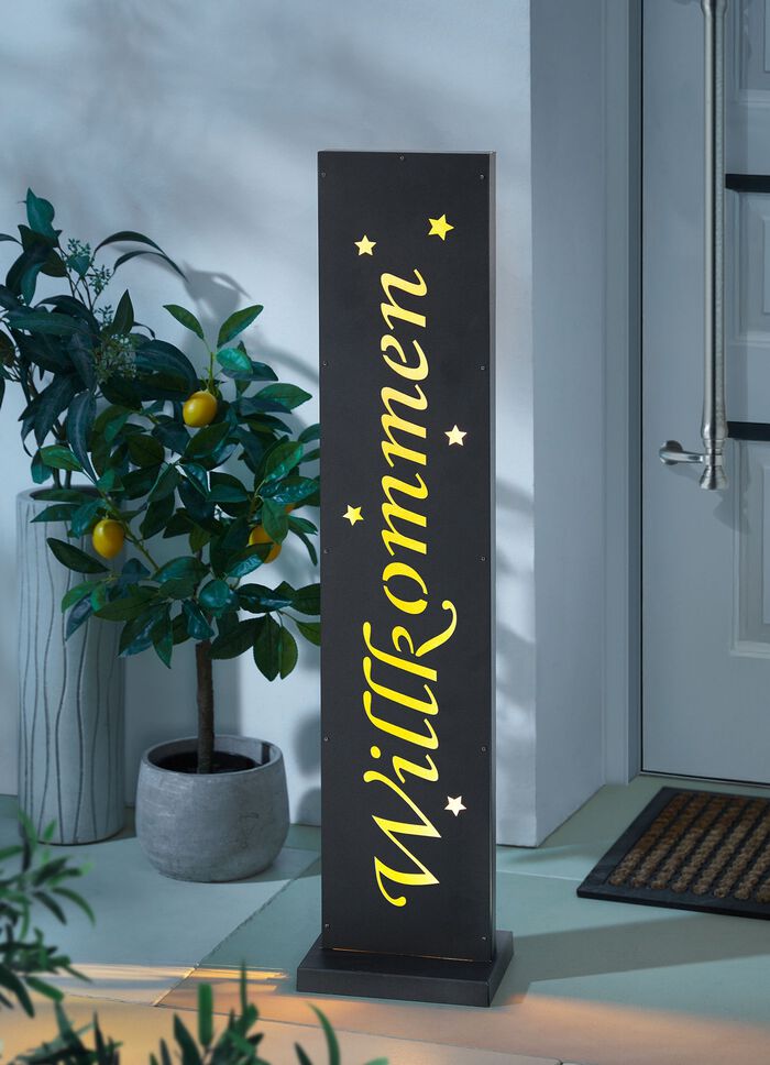 LED-Stele "Willkommen" aus Metall 