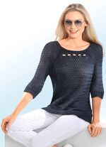 Pullover mit dezentem Glanzb&auml;ndchengarn 