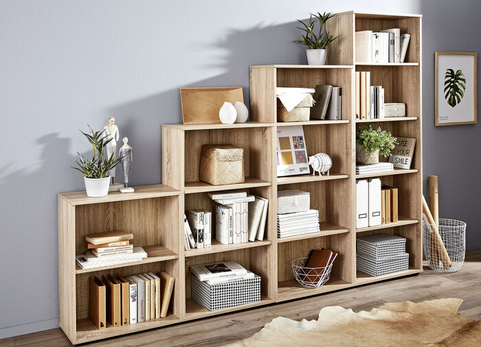 Klassische Regal-Serie mit Kunststofffüßen EICHE SONOMA
