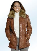 Lederjacke mit modischer Rautensteppung ANTIK COGNAC