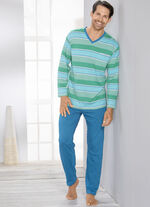 Schlafanzug mit V-Ausschnitt und offenen Beinabschlüssen 