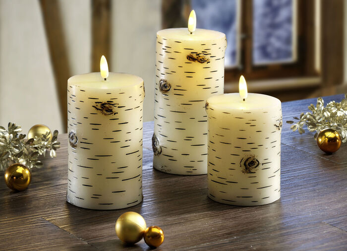 Batteriebetriebene Echtwachskerzen, 3er-Set 