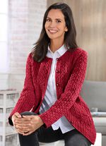 Strickjacke mit Schurwolle WEINROT
