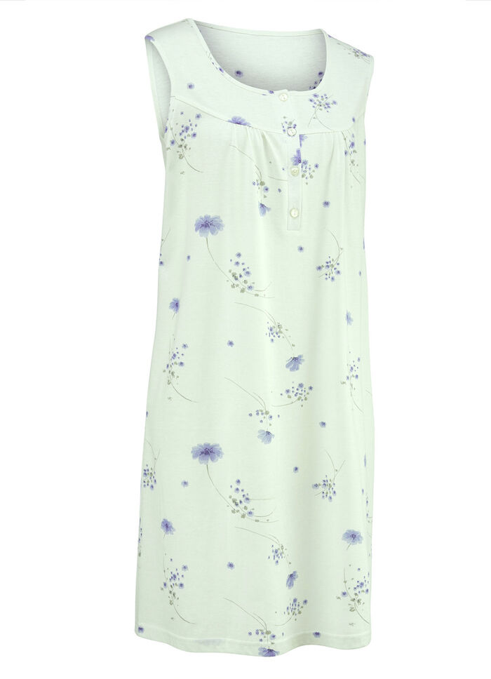 Zweierpack Nachthemden mit breiten Tr&auml;gern und Knopfleiste 1X PASTELLGR&Uuml;N-BUNT, 1X BLEU-BUNT