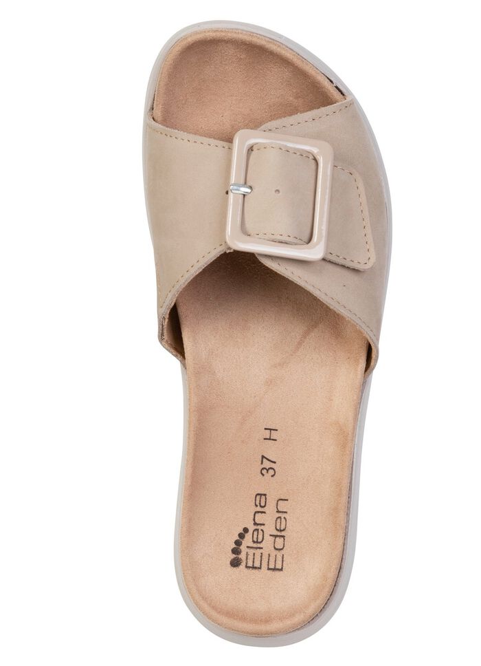 ELENA EDEN, stylische Damen-Pantoletten, Weite H, mit herausnehmbarem Fu&szlig;bett BEIGE
