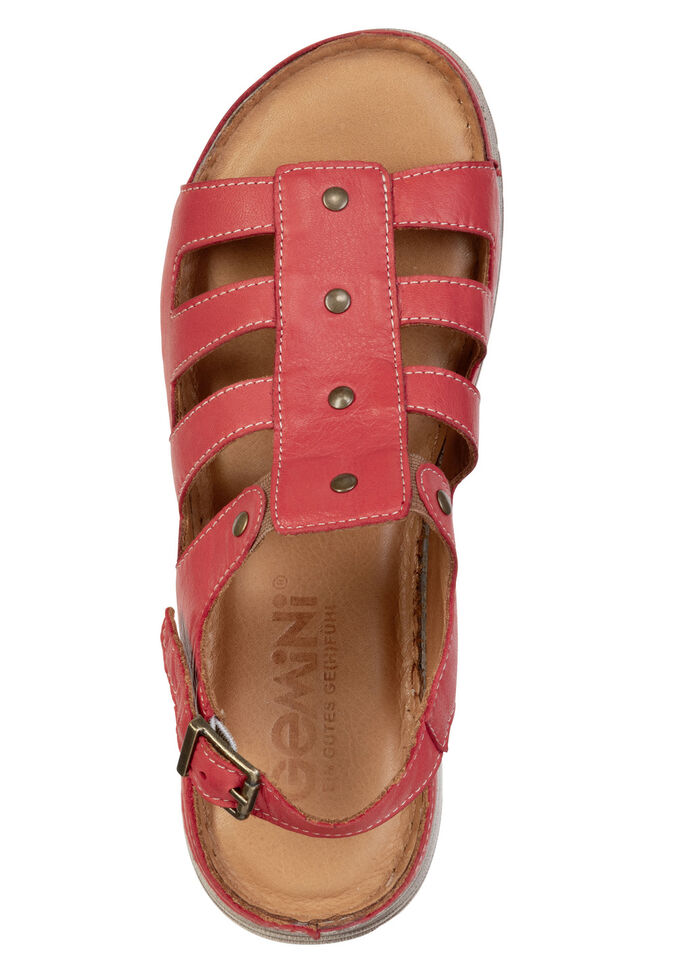 Gemini, klassische Damen-Sandalen, Weite G, aus Leder ROT