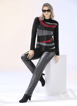 Pullover mit Jacquard-Vorderteil SCHWARZ-ROT-GRAU