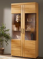 Vitrinenserie mit T&uuml;ren und Schubladen mit Softclose EICHE HELL