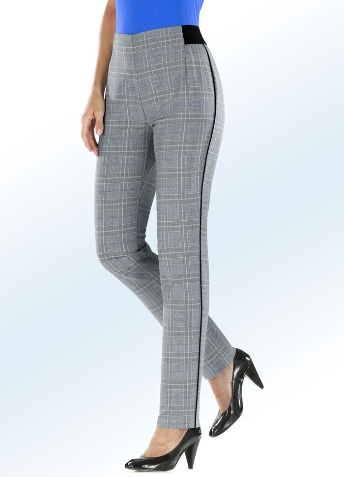 Glencheckhose mit spezieller Bundverarbeitung SCHW.-WEISS-BLAU