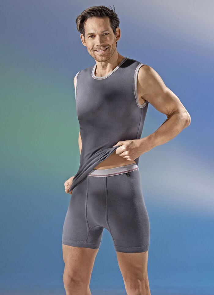 Pfeilring, Dreierpack Muskelshirts aus Feinripp, grafit 