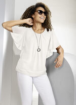 Poncho-Tunika mit Fledermausärmeln ECRU