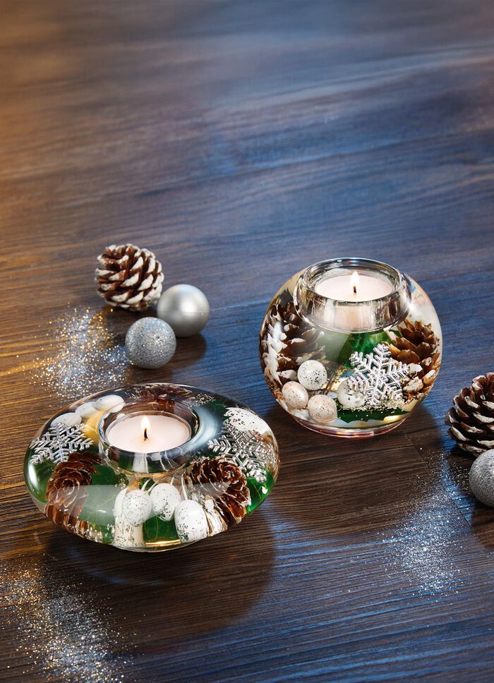 Teelichthalter aus mundgeblasenem Glas 