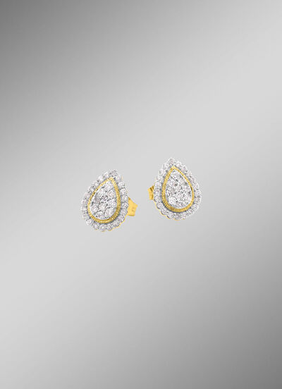 Tropfenförmige Ohrstecker mit Brillanten 