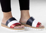 ELENA EDEN, bequeme Damen-Pantoletten, Weite G, mit herausnehmbarem Fußbett BLAU-WEISS-ROT