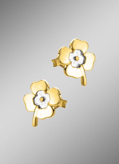 Kleeblatt-Ohrstecker in Bicolor 