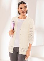 Strickjacke mit Ajourmuster WEISS