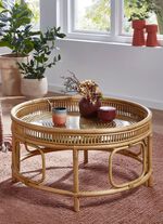 Moderner Couchtisch aus Rattanrohr 