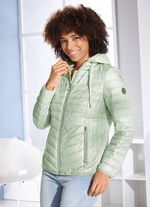 Kurzjacke mit apartem Minimaldessin KHAKI-WEISS