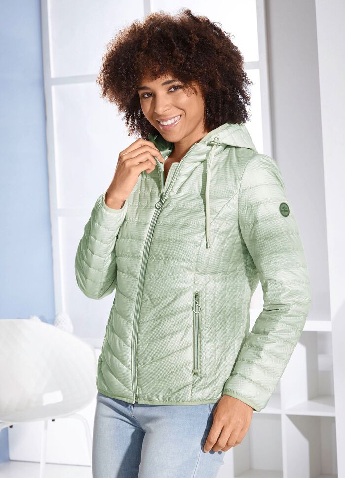 Kurzjacke mit apartem Minimaldessin KHAKI-WEISS