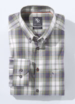 Hemd von "King's Road" mit Button-Down-Kragen in 3 Farben GRÜN-ECRU KARIERT