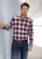 "King's Road"-Flanellhemd mit Button-down-Kragen WEINROT-ECRU-BLAU KARIERT
