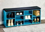 Schuhbank mit Sitzkissen BLAU