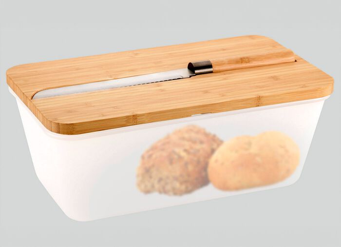 Brotbox mit integriertem Brotschneidemesser WEISS