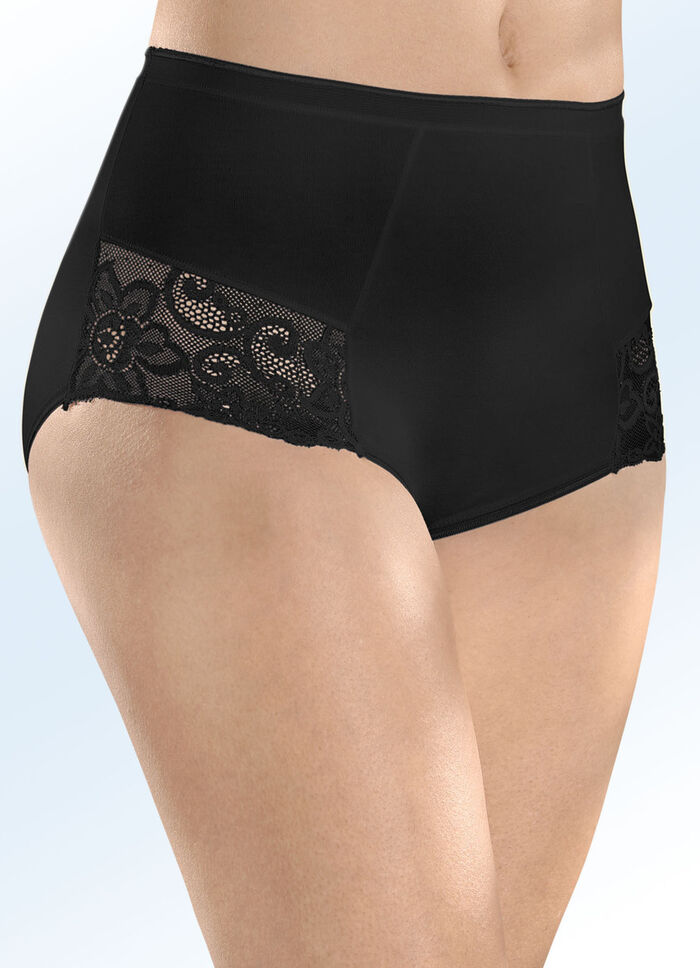 Viererpack Slips mit elastischen Spitzeneins&auml;tzen 