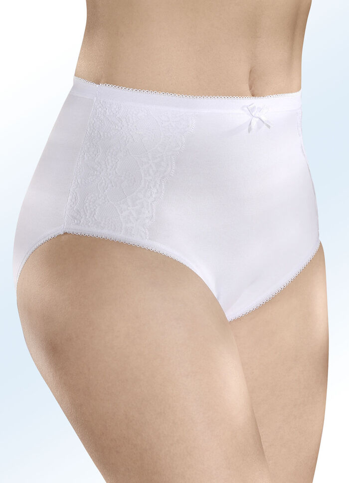Viererpack Slips mit elastischen Spitzenbes&auml;tzen 