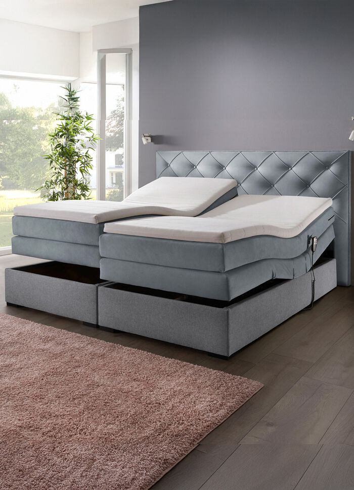Boxspringbett elektrisch verstellbar per Fernbedienung GRAU