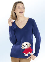 Pullover mit niedlichem Hundemotiv NACHTBLAU-MULTICOLOR
