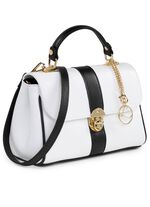 Laurina Tasche aus genarbtem Kalb-Nappaleder WEISS-SCHWARZ