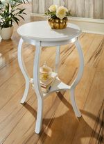 Teilmassiver Beistelltisch mit Beinen aus massivem Buchenholz ANTIKWEISS