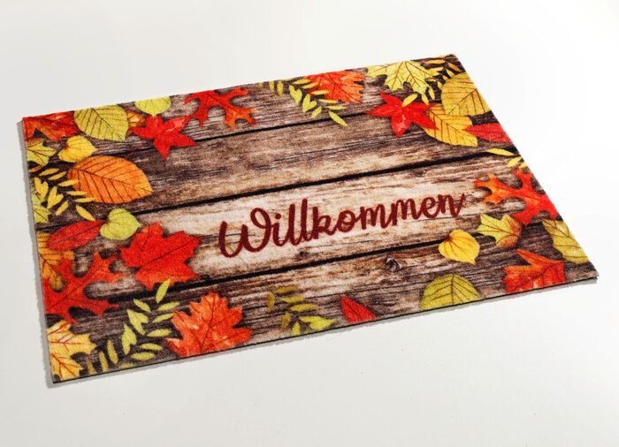 Fu&szlig;matte Herbstbl&auml;tter mit rutschhemmender R&uuml;ckseite BUNT