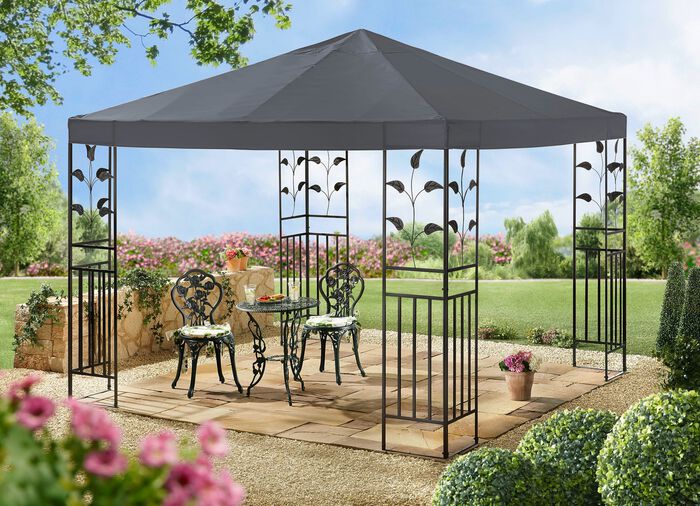 Pavillon Lukas mit pulverbeschichtetem Stahlgestell GRAU