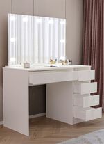 Schminktisch mit LED-Beleuchtung WEISS MATT