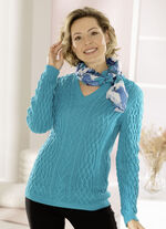 Pullover in Strukturmix TÜRKIS