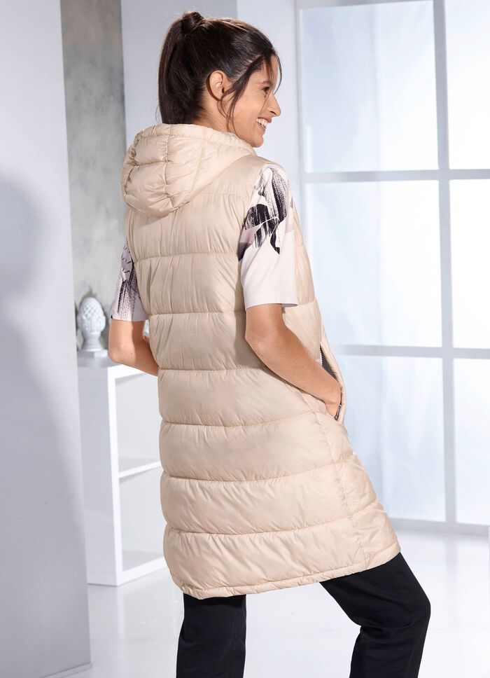 Funktions-Longweste mit fester Kapuze CHAMPAGNER