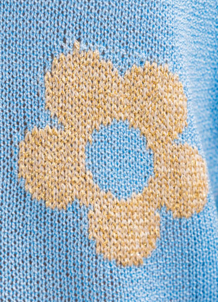 Pullover mit Glitzer in Blumenmotiven 