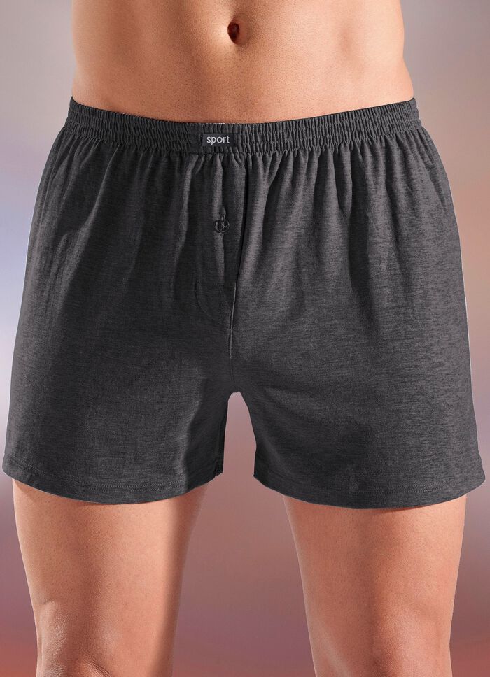 F&uuml;nferpack Boxershorts aus BIO-Baumwolle mit Eingriff, uni und meliert 