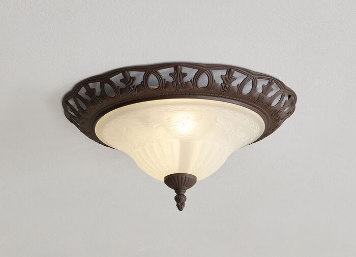 Leuchtenserie aus Metall mit Glasschirmen ROST