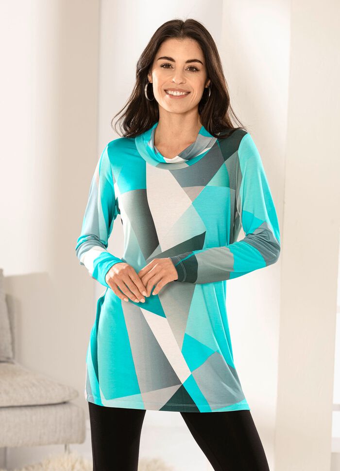 Longshirt mit legerem Rollkragen 