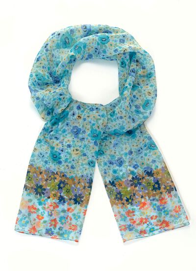 Schal mit Fantasiebl&uuml;ten-Dessin 