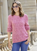 Pullover mit Wabendessin ROSÉ-BEERE-MULTICOLOR