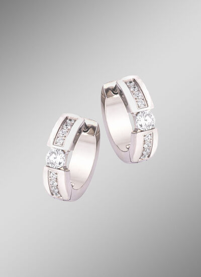 Elegante Klappcreolen mit synth. Zirkonia 