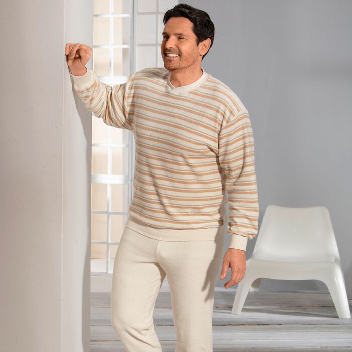 G&ouml;tting Schlafanzug aus Frottierstretch, V-Ausschnitt und B&uuml;ndchenabschl&uuml;ssen 