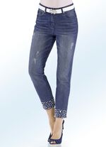 7/8 -Jeans mit Perlen- und Strasssteinbesatz JEANSBLAU