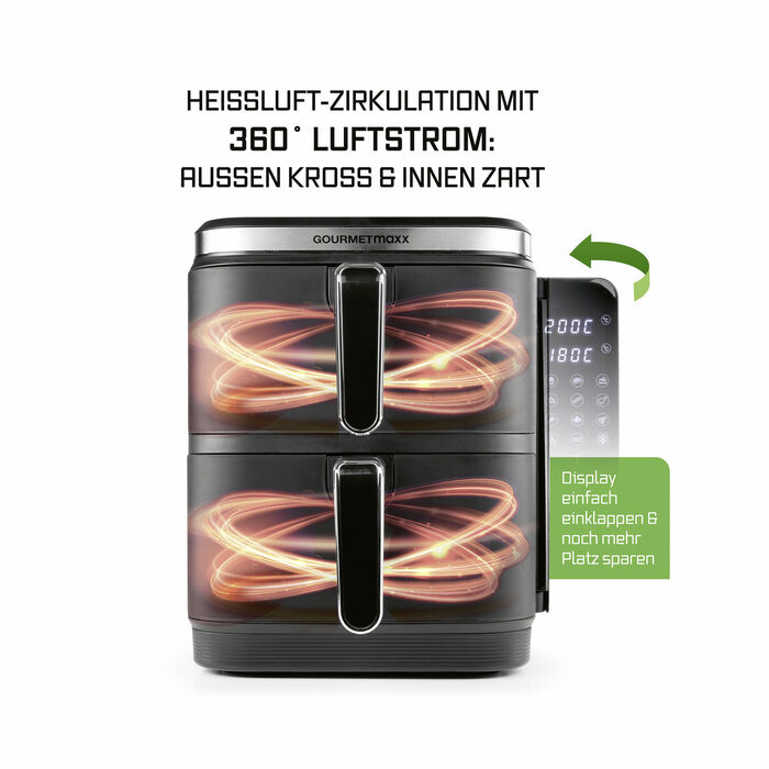 Digitale Doppelkammer-Heißluftfritteuse „FryUP“ WEISS